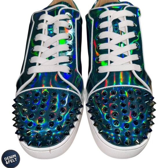 Christian Louboutin Louis Junior Spikes Iridescent Low Top Sneakers Men’s 13 NEW - Picture 3 of 15